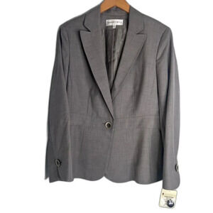Jones New York Suit Blazer Jacket NWT Gray Single Breasted One Button Size 14